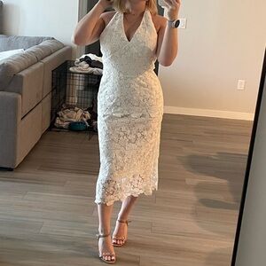 Elegant White Lace Halter Dress NWT
